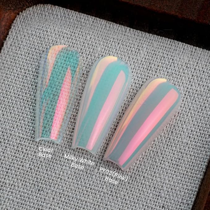 Yokefellow GleamTap Cushion Aurora Chrome Nail Powder -Mermaid Aurora Effect,Nail Art Glitter Decoration for Home DIY Salon Manicure (GT111 Afterglow/Purple Blue with Coral Sheen)