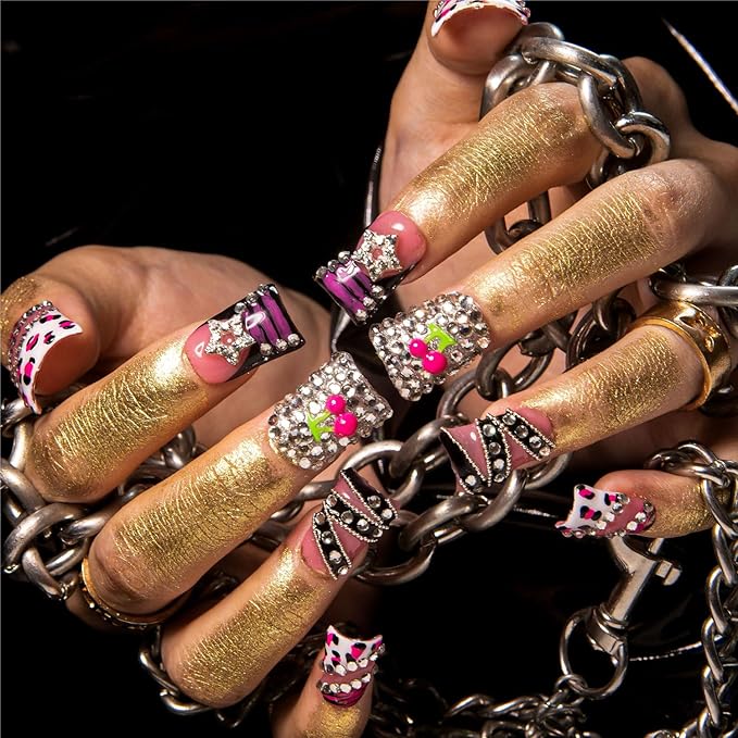 LOVFUL Press on Duck Nails Short | Handmade Acrylic French Tip Fake Nails Press ons | 3D Design Duck Short 0.8 in | H575-M