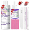 SAVILAND Pure Acetone Nail Polish Remover Kit: 8.45 oz Fingernail Gel Polish Remover Kit with Cuticle Oil, Buffer, Files and Scraper Tools for Quick, Gentle Removal of Acrylic Dip Powder & Gel Nails