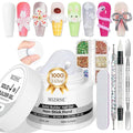 MIZHSE 100g Milky White Solid Builder Gel for Nails, Large Capacity Hard Builder Gels Kit for Nails Sculpting for 3D Art Gel U V LED with 36pcs Dual Form, for Nail Salon Home DIY