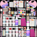 Major Dijit Acrylic Nail Kit with LED Lamp & Electric Drill - 12 Colors Acrylic Powder Monomer, Base/Top Coat, Tips/Glitter/Nail Charms | Nail Kit for Beginners with Everything
