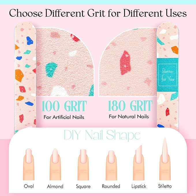 Nail File and Buffer Set - Gifts for Women - Ultimate Shine Nail Buffing Block Shiner Polisher with Professional 100/180 Grit Nail Files Emery Boards Manicure Tools for Natural Acrylic Nails