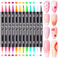 MelodySusie Nail Art Pens Set, 12 Colors Double-Ended Nail Polish Pens for Nail Art, Dual Tip, Nail Dotting Tool, Drawing Pen for Nail Design, Manicure Nail Pens for Salon and DIY at Home