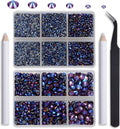 NCB Hotfix Iron on 8000pcs Crystal Rhinestones Round Gem for Crafts Decoration DIY Jewelry Making with a Tweezers and 2 Picking pens (Amethyst AB, 6Sizes SS4-SS30)