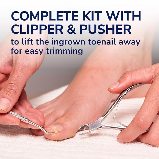 Dr. Scholl's INGROWN TOENAIL PAIN RELIEVER & TRIMMING KIT, 0.3 oz // Only OTC Treatment Proven to Relieve Ingrown Toenail Pain - Includes Medicated Gel + Foam Rings + Bandages + Clipper & Pusher Tools