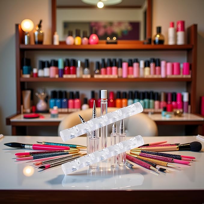 2Pcs Transparent Brush Holder Nail Art Acrylic Simple Pen Brush Stand Brush Rest Brush Rest for 5 Nail Pens Gel Nails Nail Tools Nail Supplies Stylish Useful Paint brush holder Nail Art Brushes