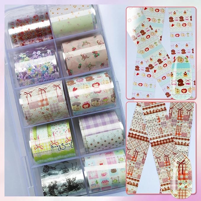LoveOurHome 30 Sheet Flower Tranfer Nail Foils Sticker Decorations, Floral Nail Tranfer Foil Stickers Marble Nails Stickers Decals Lace Fingernail Tip Foil Sheet Gel Acrylic Nails Accessories