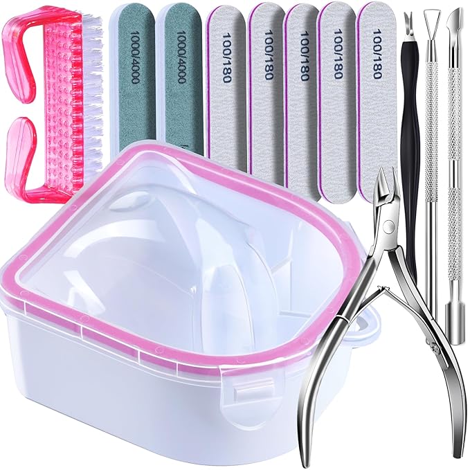 FANDAMEI Gel Nail Polish Remover Kit, Soaking Bowl for Acrylic Nails, Dip Powder Remover Tools, Manicure Bowls, Cuticle Kit