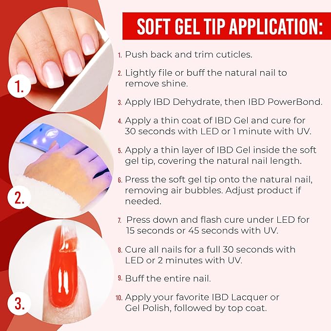 IBD Clear Soft Gel Nail Tips - Medium Coffin Shape, Pre-Etched Fake Nail Extensions for Durable and Easy Application, Acrylic Press On Nails, 504 Tips, 1-Pack