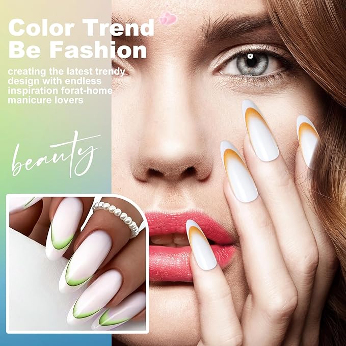 12 Sheets French Tip Nail Stickers for Gradient French Line Nail Art Stickers, Color Wave Stripe Nail Decals Self Adhesive Nail Tips Guides Stripe Lines Sliders for Women Girls Nail Decoration 807-3