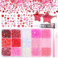 15 Grids Pearls and Resin Rhinestones for Crafting, Pink Red Colors White Bedazzling Gems Kit, Jelly Resin Rhinestones for Nails Face Eyes Makeup Crafts Tumblers Bottles