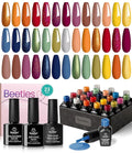 beetles Gel Polish Set, 20 Colors Orange Yellow Burgundy Red Glitter Green Shades Gel Nail Polish with Base Matte & Glossy Top Coat Soak off Manicure Gifts for Women