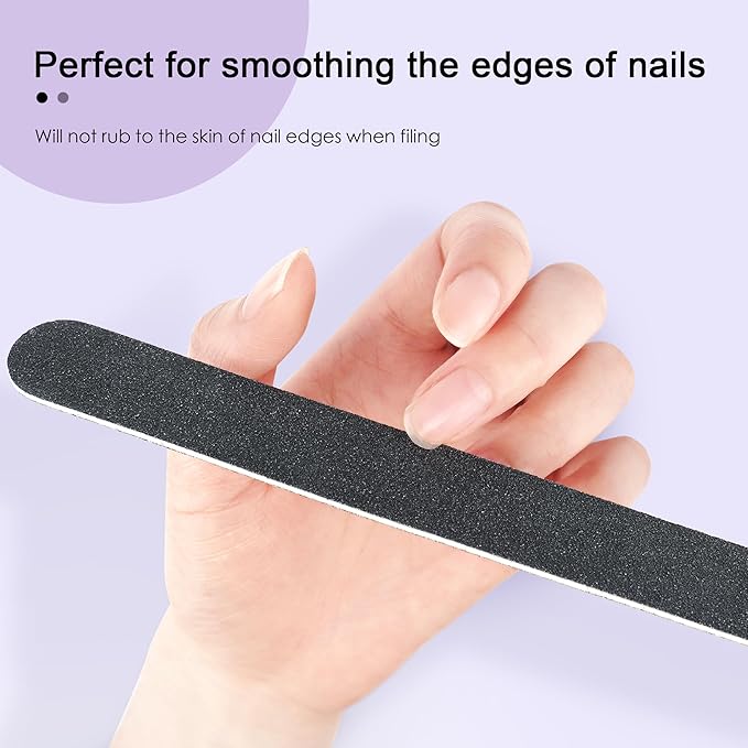 Canvalite Nail File Large Emery Boards for Nails 100/180 Grit Nail Files for Natural Nails Manicure Pedicure Tool for Home and Salon Use 25PCS, Black
