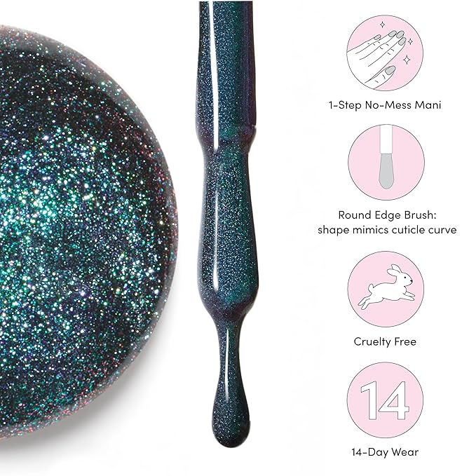 Dashing Diva One Gel Magnetic Starter Kit - Rogue - 3-in-1 Base Coat, Teal Nail Color & Top Coat - Magnetic Polish - 9-Piece Manicure Set with LED Gel Lamp