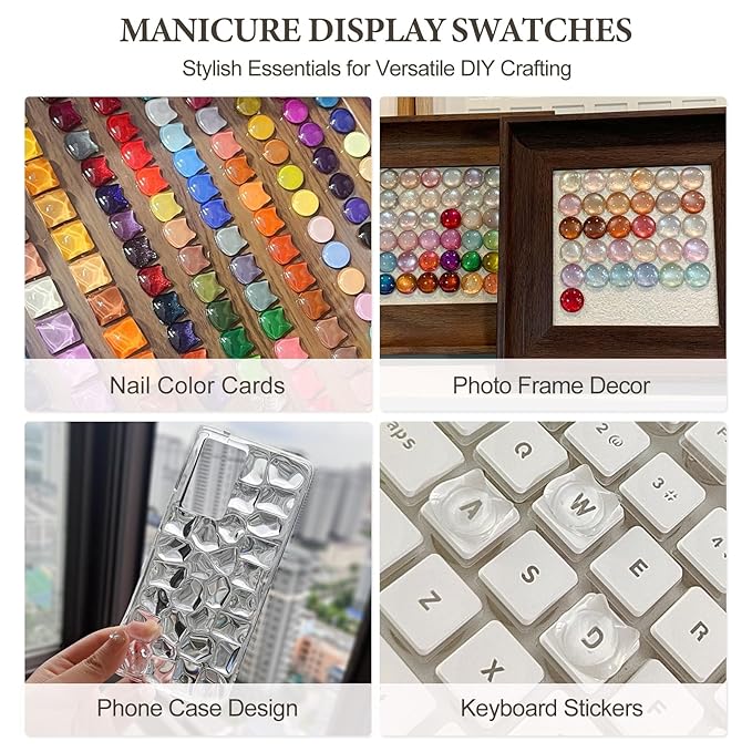 240Pcs Solid Cat Shape Nail Polish Swatches Display Cards Crystal Clear Glassy Nail Color Swatch Dots Chart Tips for Nail Salon Training Practicing Beginners Professionals