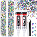 6100Pcs Jelly Resin Rhinestones for Crafting with 2Pcs 10ml B7000 Jewelry Glue, 1 Box Flatback Crystals Diamond (Clear AB) for Bedazzling Crafts DIY Nail Art Non Hotfix Gems for Clothing Shoes