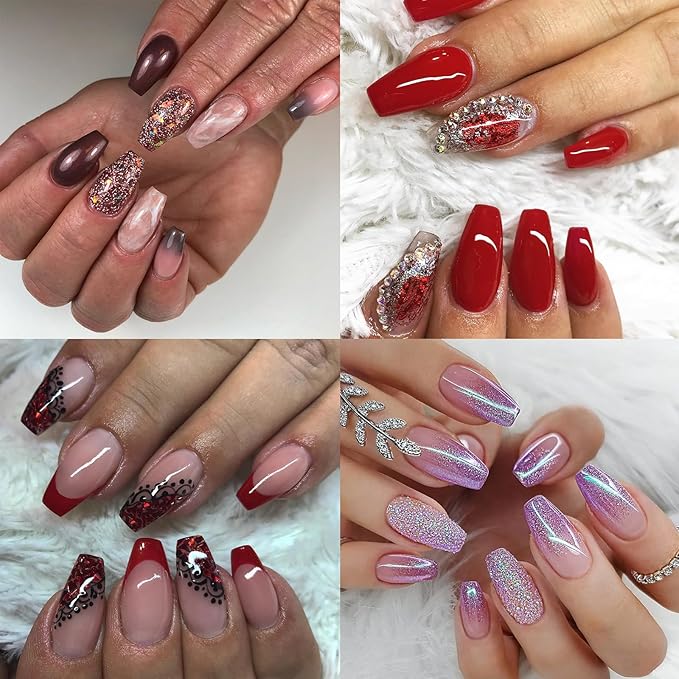 LoveOurHome 360pc Medium Coffin Nail Tips Clear Fake Nails Coffin Soft Gel Nails Tips Full Cover Acrylic Nails Clear Press on Nails Medium False Nails 15 Sizes Fingernail for Gel Nail Extension