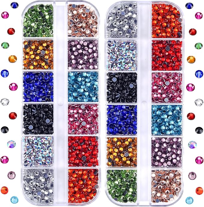 Blinginbox 4000pcs SS10 Mixed Size Hotfix Flat Back Rhinestones Applicator Tool, Glass Round Rhinestones, Art Deco Style, Easy to Use, Ideal for DIY Decorating