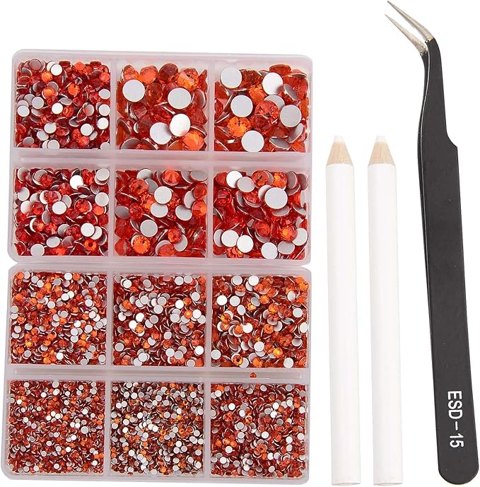 NCB 8000pcs Non Hotfix Rhinestones 10 Sizes Flatback Crystal Glass Rhinestones with Tweezers and Picking Pen for Nail Art Clothes Bags Phone Decorations Crafts DIY (020 Hyacinth Mix SS3-SS30)