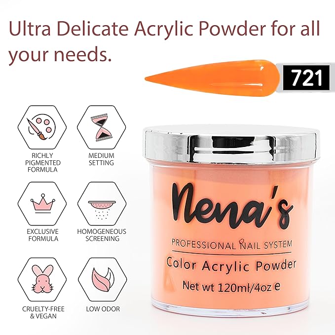 Nena's Superior Sculpting Powder Professional Acrylic Nail System wide color palette 4.0 oz (721)