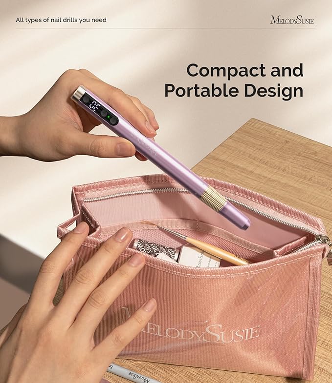 MelodySusie Pen-Shaped Ultra-Slim Cordless Nail Drill,PM180G 30000RPM Portable Rechargeable Electric File with Rotary Lock Design for All Manicure,Shaping & Acrylic Gel Removal for Advanced Home Use