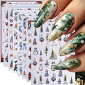 8Pcs Christmas Nail Art Stickers Decals Snowman Christmas Tree Snowflake Nail Design Stickers Winter Xmas Nail Art Supplies Cute Santa Claus Nail Decals for Women Holiday DIY Manicure Decor