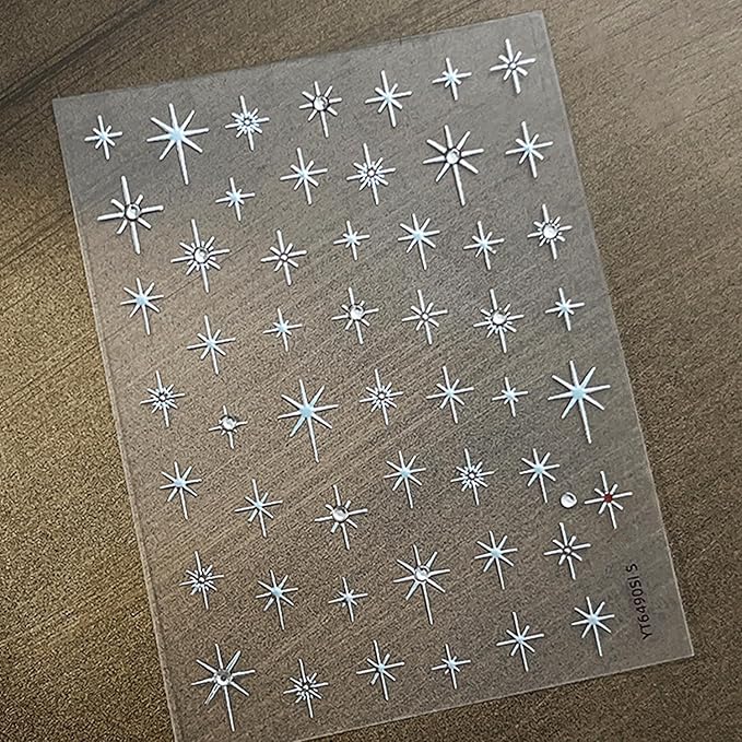 Shiny Star Nail Stickers for Nail Art 3D Glitter Colorful Star Luxury Rhinestones Nail Design Stickers Starlight Nail Decals Nails Supply Manicure Sliders for Nails Decoration 6 Sheets