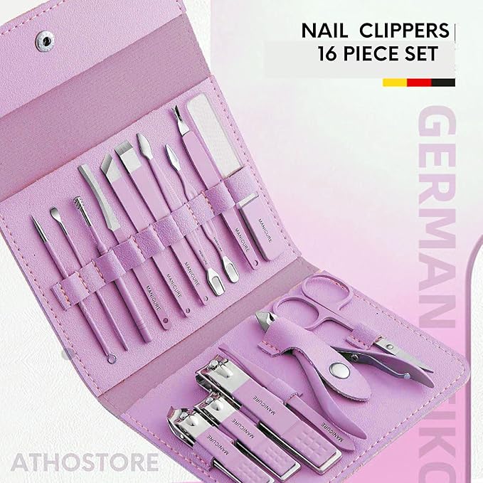 Nail Clipper Set, Manicure and Pedicure kit, Nail Care kit, Finger Nail Clippers Adult, Mens Grooming kit, Nail Care Kit for Men, Nail Grooming kit, Travel Nail Kit, Professional Manicure