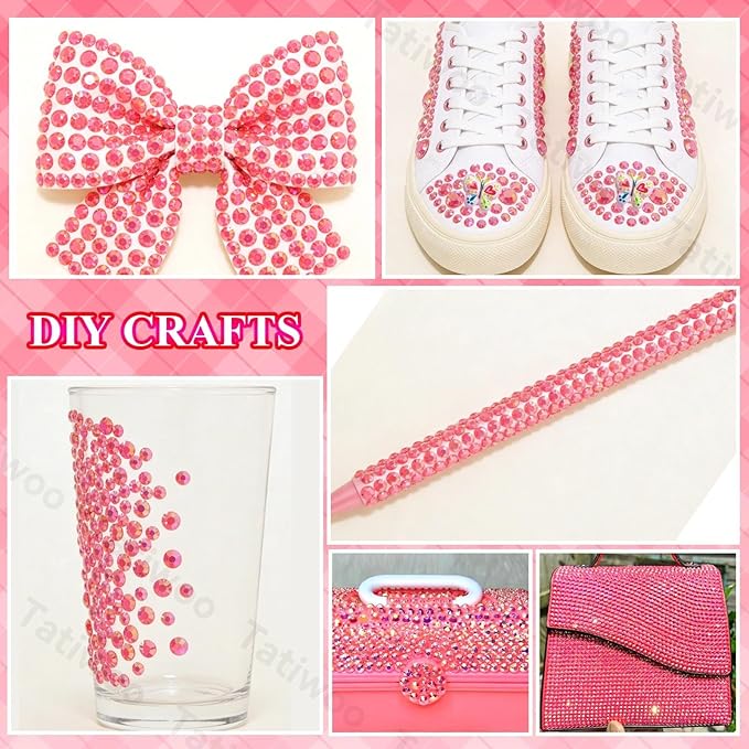 20000Pcs Dark Pink Flatback Jelly Resin Rhinestones for Bedazzling, Mix Sizes Crystal Rhinestones Gems, Pink Gems Bedazzling for Crafting for DIY Face Makeup Crafts Tumblers