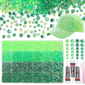 26000PCS Green Resin Flatback Rhinestones for Crafting, Resin Rhinestones for Bedazzling Kit, 2/3/4/5/6mm Flatback Gems Jewels for DIY Mugs Tumblers Clothing Shoes Nail Art