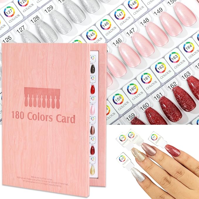 Magnetic Nail Swatch Book,180 Nail Color Display Book with 192 Magnetic Tips,Professional Nail Salon Color Display Book for Easy Preview & Storage