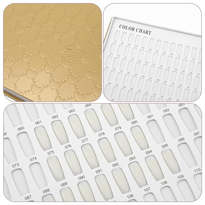 308 Colors Nail Swatches Book with 360 Nail Tips Professional Nail Color Chart Card Display Gel Polish Book Nail Painting Practice Design Board No Need Pasting, No Need Glue for Nail Salons