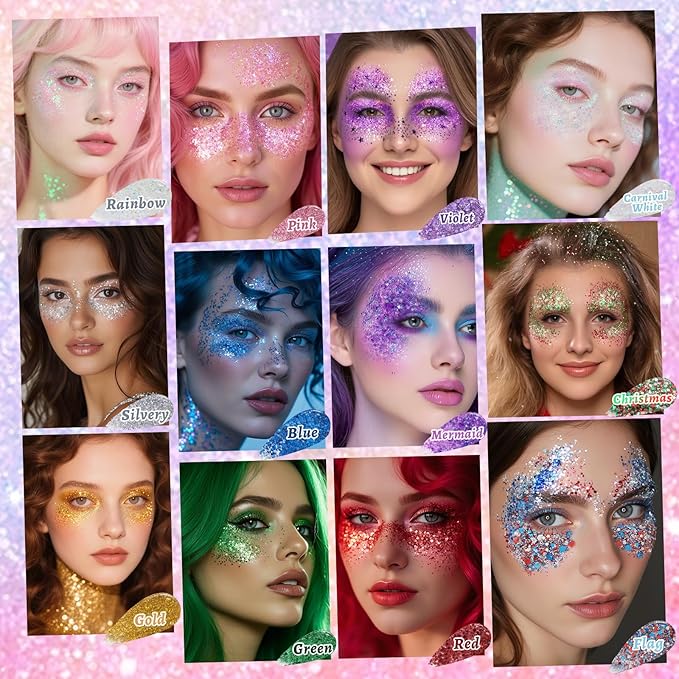 Green Face and Body Glitter Stick for Sparkling Makeup, Hair Glitter Accessories for Women, Highlighting Stick for Fairy Dust Makeup, Cheerful Face Glitter for Festive Parties and Carnivals