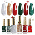 Beetles Nail Polish, 6 Colors Quick Dry Nail Polish Glossy Glitter 7.5ml /0.25 Fl Oz Red Green Gold Silver for New Year Nail Art Manicure DIY at Home Gifts for Women