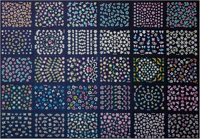 60 Sheets Flowers Nail Art Stickers Decals 3D Self-Adhesive Colorful Flower Rose Daisy Cherry Blossoms Nail Stickers Design Flowers Nail Art Supplies Charms for Nails Arts Manicure with Tweezers…