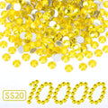 10000PCS Lemon Yellow Rhinestones Bulk, Flat Back Crystal Glass Stone Round Gems,SS20, 4.6-4.8mm