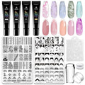 Biutee Nail Stamping Kit 2Pcs Nail Art Stamping Plates 4Pcs Stamping Gel Polish French Tip Nail Stamp Kit 110 Patterns with Silicone Stamper Scraper Large Lace Stamp Template Holiday Gift for Women
