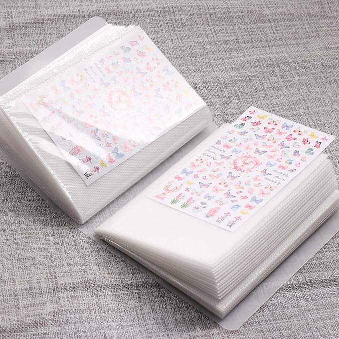 Nail Art Stickers Organizers Storage 100 Slots Empty Nail Decals Book Binder for Nail Art Supplies DIY Stickers Display Holder Collecting Album Nail Organizers Tools
