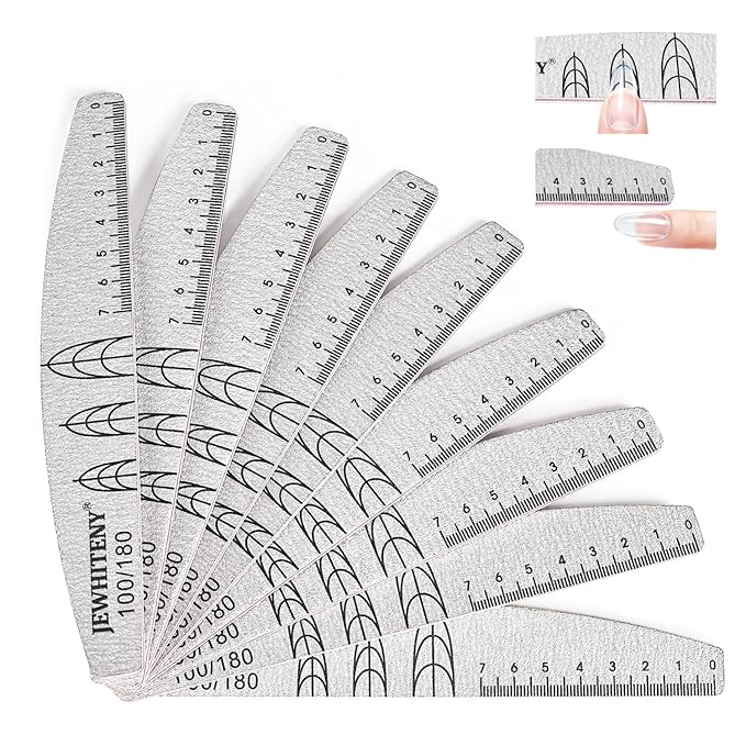 JEWHITENY 9 PCS Nail File Set: 100/180 Grit Emery Boards Dual-Sided Nail File for Natural Nails and Acrylic Nails,Washable and Reusable Multi-Grit Manicure Kit for Beginners & Professionals