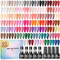 COSCELIA 60 PCS Gel Nail Polish Set, 55 Colors Gel Nail Polish with 5pcs Top Base Coat All Seasons Nail Polish Kit Winter Spring Full Colors Manicure Nail Art Gifts for Women Girls