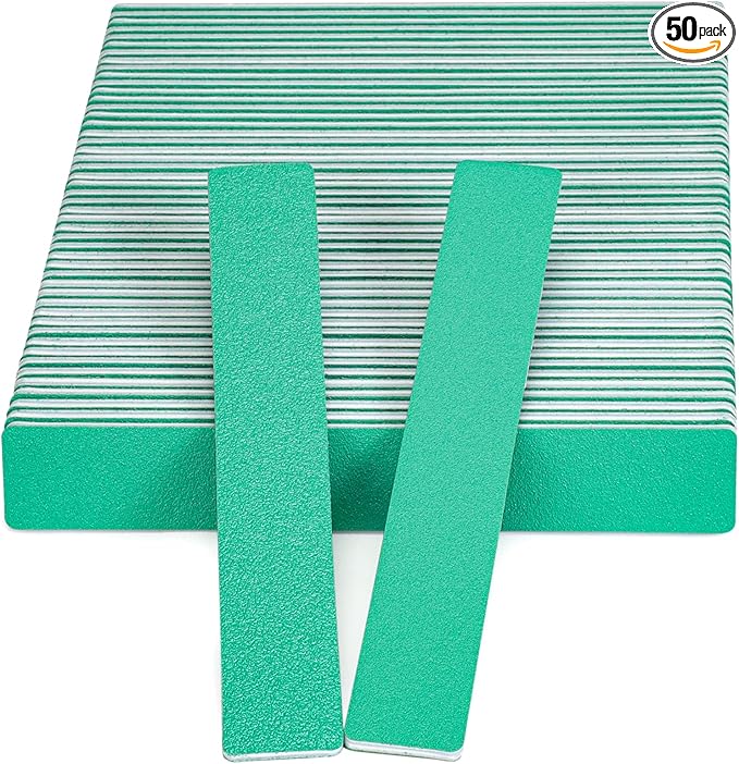 Nail File, 50 Pcs Nail Files 7" Long 100/180 Grit for Acrylic Nails Gel Nails Dip Powder Nails Poly Gel Washable Reusable Double Sided Buffering