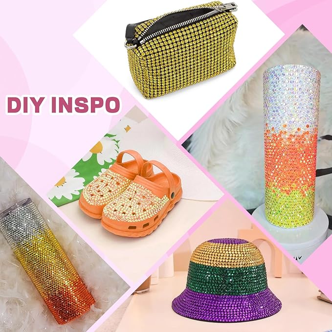 20000Pcs Yellow Rhinestones for Bedazzling with 1Pcs B7000 Jewelry Glue, Resin Rhinestones for Crafting Crafts DIY, Bedazzler Kit Gems for Clothing Shoes Tumblers Nail Art Assorted Size 3/4/5/6mm