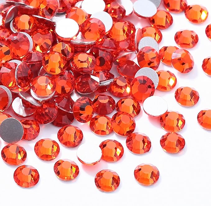 Hyacinth Flatback Rhinestones, Glass Rhinestones for Nail Art and Craft, Glue Fix, Loose Crystal Gemstones(Orange, SS20, 1440pcs, 4.6-4.8mm)