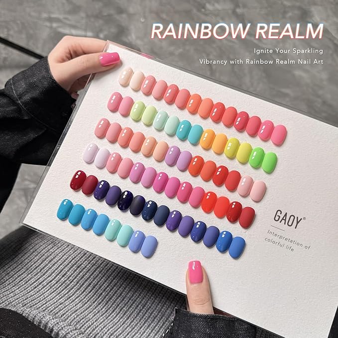 GAOY 42 Pcs Gel Nail Polish Kit, Bright Neon Colors Spring Summer Gel Nail Polish Set with Glossy & Matte Top Coat and Base Coat for Salon and DIY Manicure at Home
