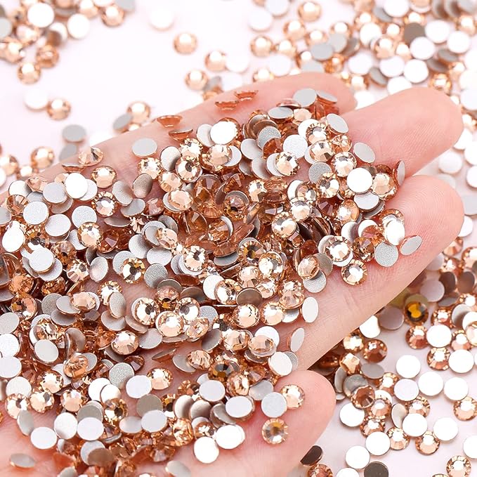 Novani Rhinestones 3000Pcs Flatback Crystal Round Loose Gemstones Glass Rhinestones for Crafts Makeup Nail Art Clothes Shoes DIY Decorations(SS8, 2.3-2.5mm,Champagne)