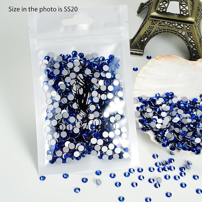 1440pcs Flat Back Rhinestones Glitter Round Crystal Gems Glass Rhinestones for Crafts Nail Art Clothes Shoes DIY Decorations, Sapphire, SS16, 3.8-4.0mm