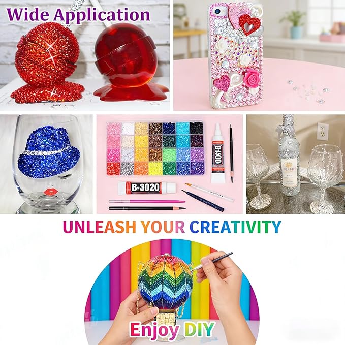 Bedazzler Kit with Rhinestones, Upgrade Colorful DIY Resin Rhinestone Kit for Bedazzling, Resin Jelly Rhinestones for Bedazzling Kit for Diamond Art Bedazzled Nail Art Crafting Makeup (24000pcs)