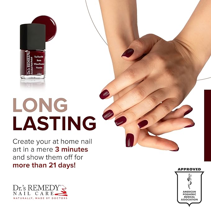 Dr’s Remedy Enriched Nail Polish: Non Toxic, All Natural, and Organic - Doctor Formulated: Strengthens, Restores, Heals, and Protects '24-Free' - SASSY Scarlet