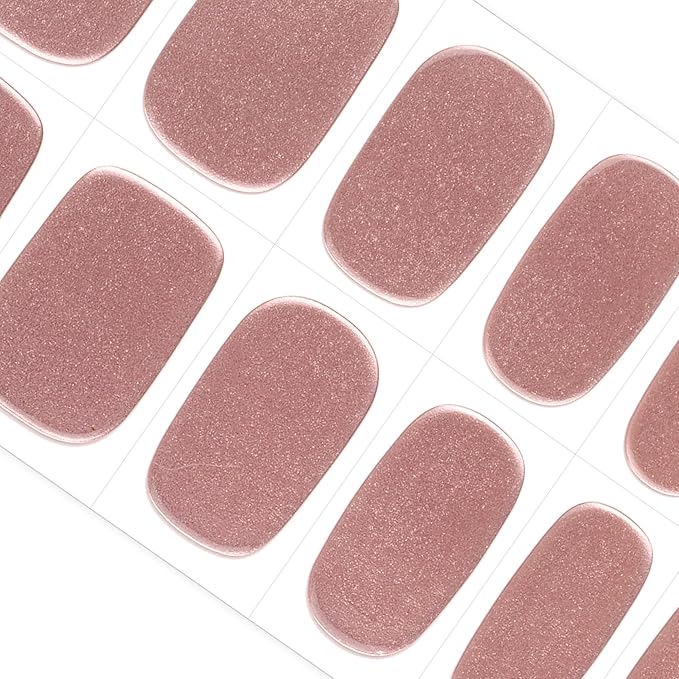 DANNI & TONI Semi Cured Gel Nail Strips Rose Gold (Bronze Goddess) Mirror Glaze Nail Wraps 28 Stickers