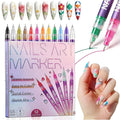 12 Colors Nail Art Pens for Painting Nails,0.5mm Nail Polish Pens Point Liner Acrylic Painted Pen Kit,Waterproof and Quick-drying Nail for DIY Nails Art Design